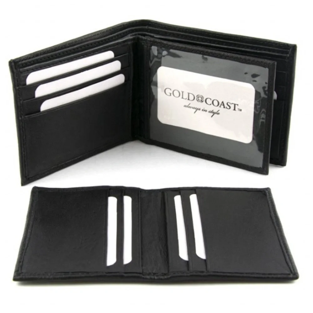 Gold Coast -NEW- Men's 4-Piece Brown and Black Leather Wallet and Card Case Set